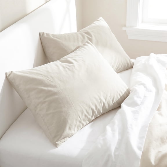 American Soft Linen 100% Washed Cotton Percale Pillowcase Set (Set of 2) - Soft, Breathable, Hotel Quality Pillow Covers