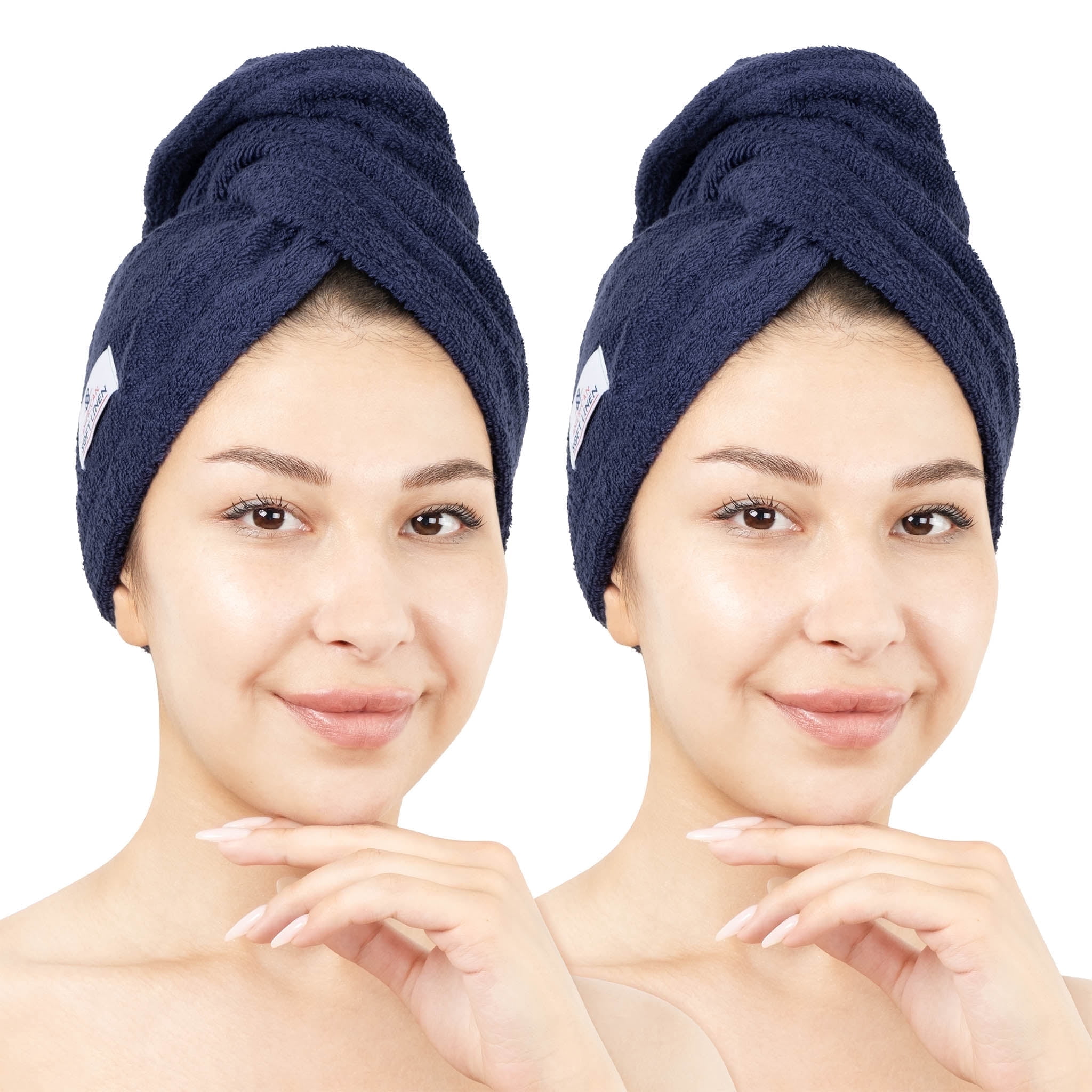 Cotton Hair Towel Turban Wrap 2 Pack Absorbent Quick Dry for Long Hair 2 Pack Super Absorbent Hair Turban Towels Quick Dry for Long  main image 4