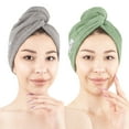 thumbnail image 1 of American Soft Linen 100% Cotton Turkish Hair Drying Towels, 2 Piece Quick Drying Hair Turban Towel Wrap, Rockridge-Sage, 1 of 8
