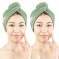 thumbnail image 1 of American Soft Linen 100% Cotton Turkish Hair Drying Towels, 2 Piece Quick Drying Hair Turban Towel Wrap, Sage Green, 1 of 6