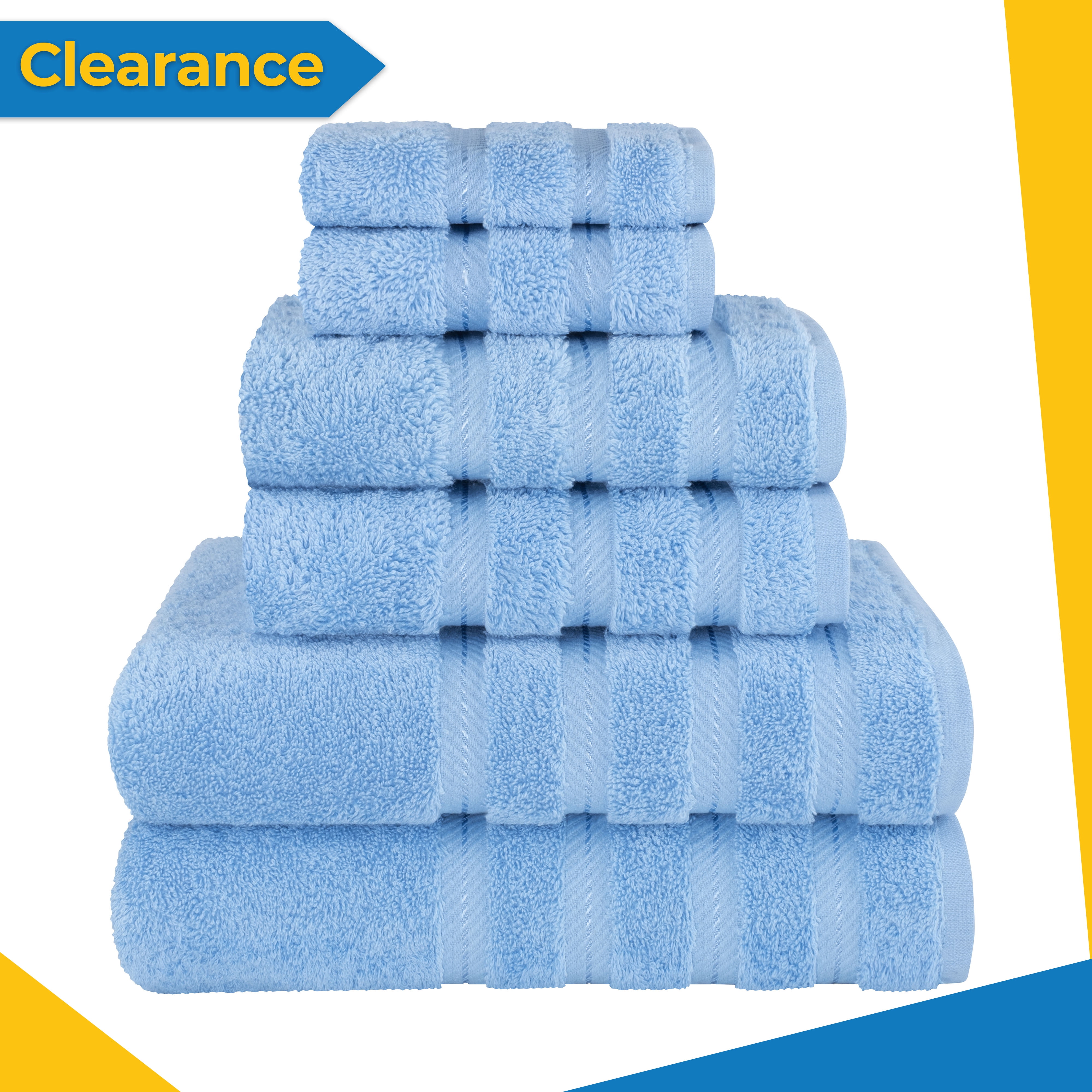 Sky Blue Turkish Cotton 6-Piece Towel Set