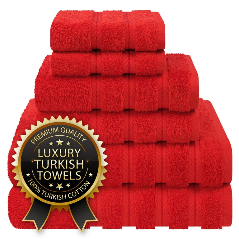American Soft Linen Luxury 6 Piece Towel Set, 2 Bath Towels 2 Hand Towels 2 Washcloths, 100% Turkish Cotton Towels for Bathroom