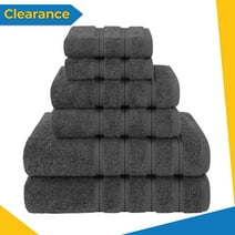 American Soft Linen, 6 Piece Towel Set, 100% Turkish Carde Cotton Towels for Bathroom, Dark Grey