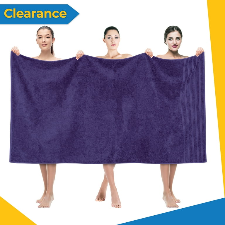 American Soft Linen Bath Towel Set 100% Turkish Cotton 3 Piece Towels for Bathroom- Violet Purple