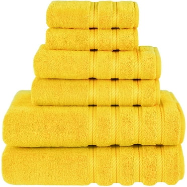 American Soft Linen Bath Towel Set 100% Turkish Cotton Luxury 6 Piece Towel Set - Sun Yellow
