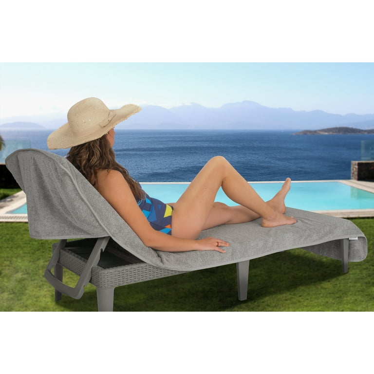 American Soft Linen Beach and Pool Lounge Chair Towel with Pocket