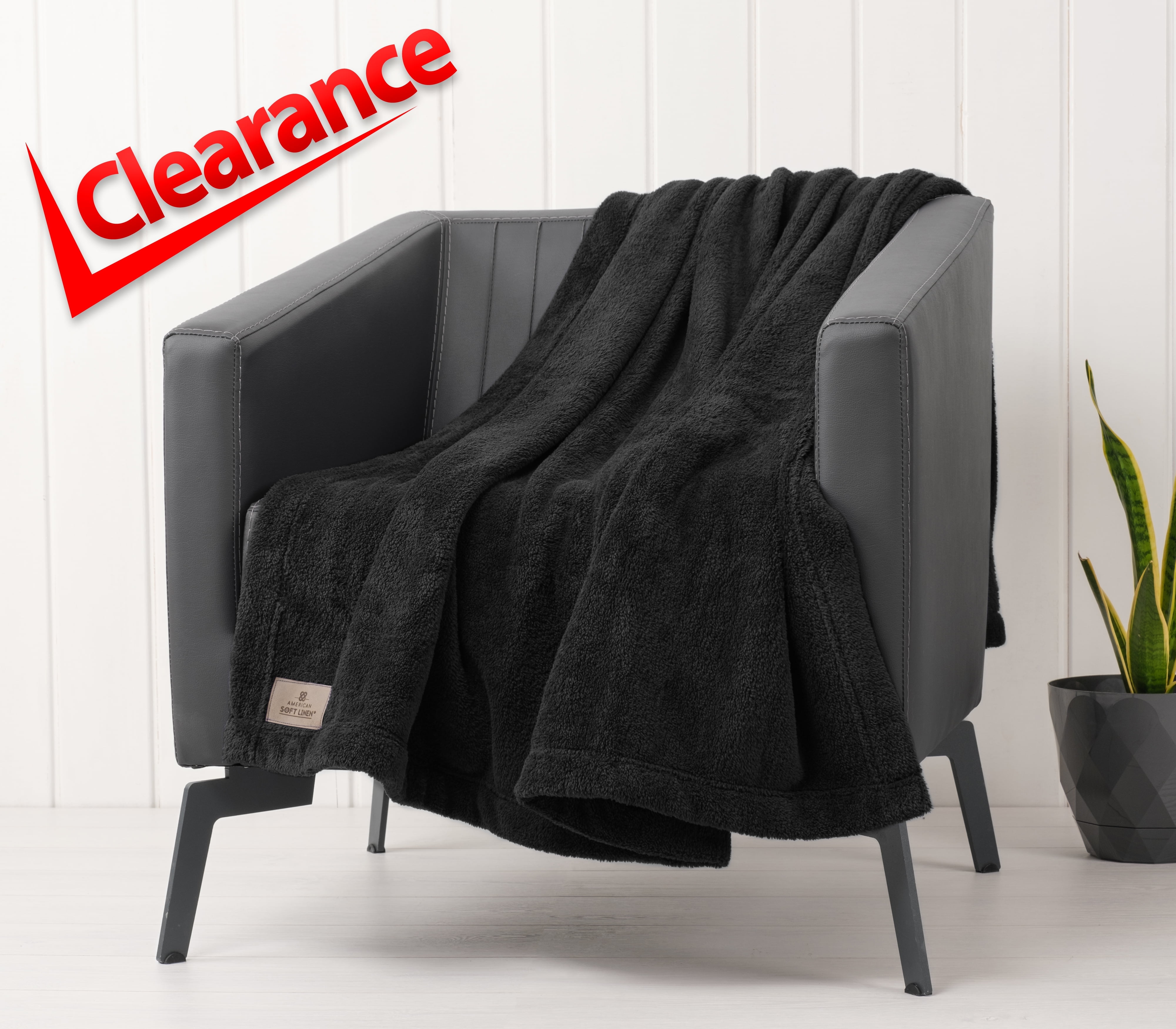 Black Plush Fleece Throw Blanket, 50x60 Inches