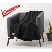 American Soft Linen Fleece Blanket Throw Size 50x60 - Cozy, Durable & Lightweight for Bed, Couch, and All-Season Comfort, Black
