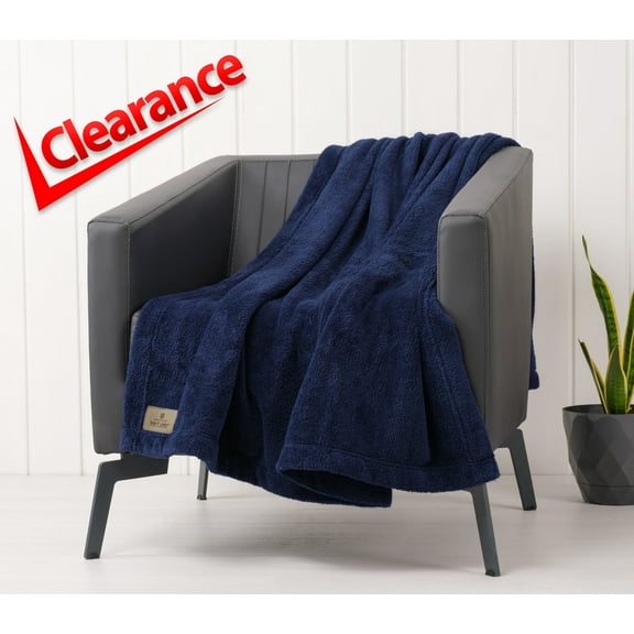 American Soft Linen Fleece Blanket Throw Size 50x60 - Cozy, Durable & Lightweight for Bed, Couch, and All-Season Comfort, Navy Blue