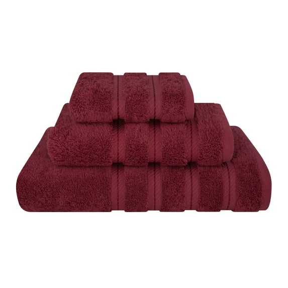 American Soft Linen Luxury 3 Piece Towel Set, 100% Cotton Turkish Towels for Bathroom, Bordeaux Red