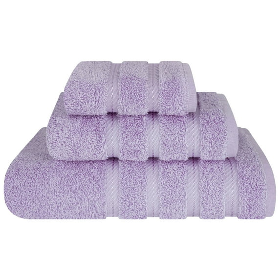 American Soft Linen Luxury 3 Piece Towel Set, 100% Cotton Turkish Towels for Bathroom, Lilac