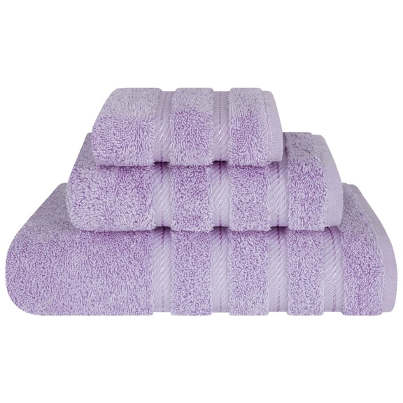 American Soft Linen Luxury 3 Piece Towel Set, 100% Cotton Turkish Towels for Bathroom, Lilac
