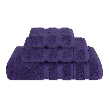 American Soft Linen Luxury 3 Piece Towel Set, 100% Cotton Turkish Towels for Bathroom, Purple