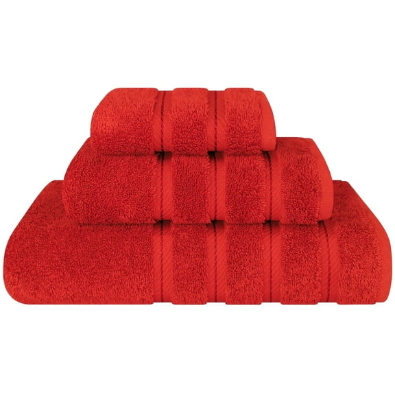American Soft Linen Luxury 3 Piece Towel Set, 100% Cotton Turkish Towels for Bathroom, Red
