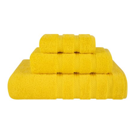 American Soft Linen Luxury 3 Piece Towel Set, 100% Cotton Turkish Towels for Bathroom, Yellow