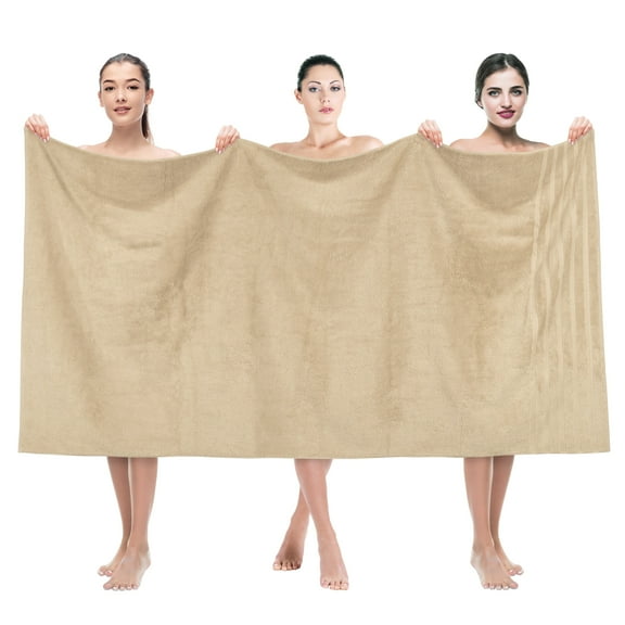 American Soft Linen Luxury 35x70 Jumbo Large Bath Towel, 100% Cotton Turkish Bath Towel Sheet, Beige