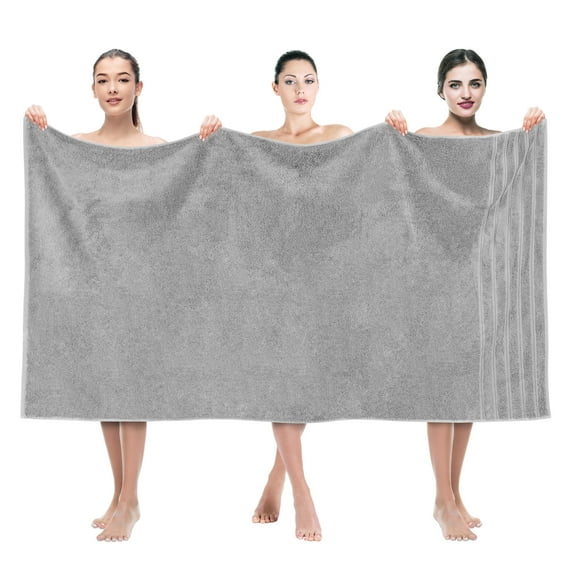 American Soft Linen Luxury 35x70 Jumbo Large Bath Towel, 100% Cotton Turkish Bath Towel Sheet, Light Grey