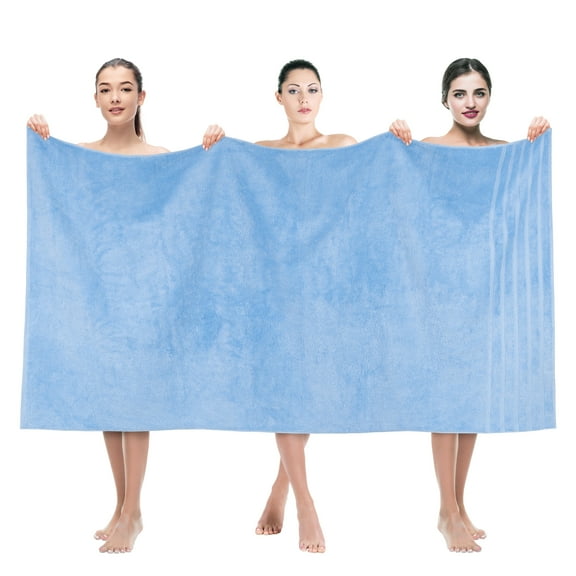 American Soft Linen Luxury 35x70 Jumbo Large Bath Towel, 100% Cotton Turkish Bath Towel Sheet, Sky Blue