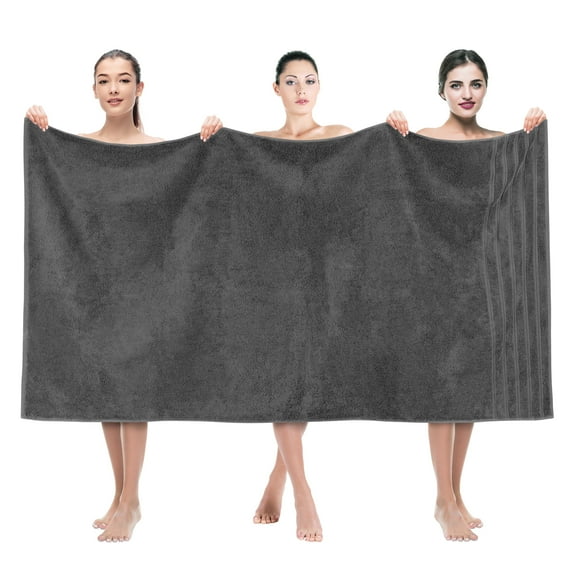 American Soft Linen Luxury 35x70 Jumbo Large Bath Towel, 100% Cotton Turkish Bath Towel Sheet, Dark Gray