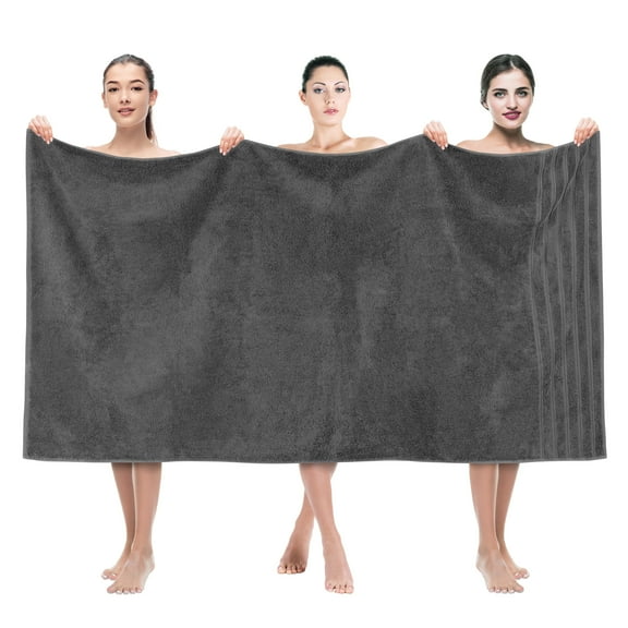 American Soft Linen Luxury 35x70 Jumbo Large Bath Towel, 100% Cotton Turkish Bath Towel Sheet, Dark Gray