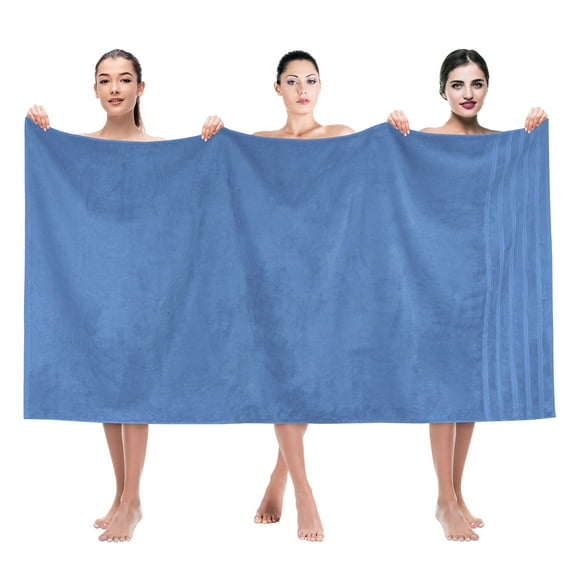 American Soft Linen Luxury 35x70 Jumbo Large Bath Towel, 100% Cotton Turkish Bath Towel Sheet, Electric Blue