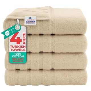 American Soft Linen Luxury 4 Piece Bath Towel Set, 100% Cotton Turkish Bath Towels for Bathroom, Beige