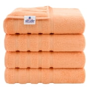 American Soft Linen Luxury 4 Piece Bath Towel Set, 100% Cotton Turkish Bath Towels for Bathroom, Malibu Peach