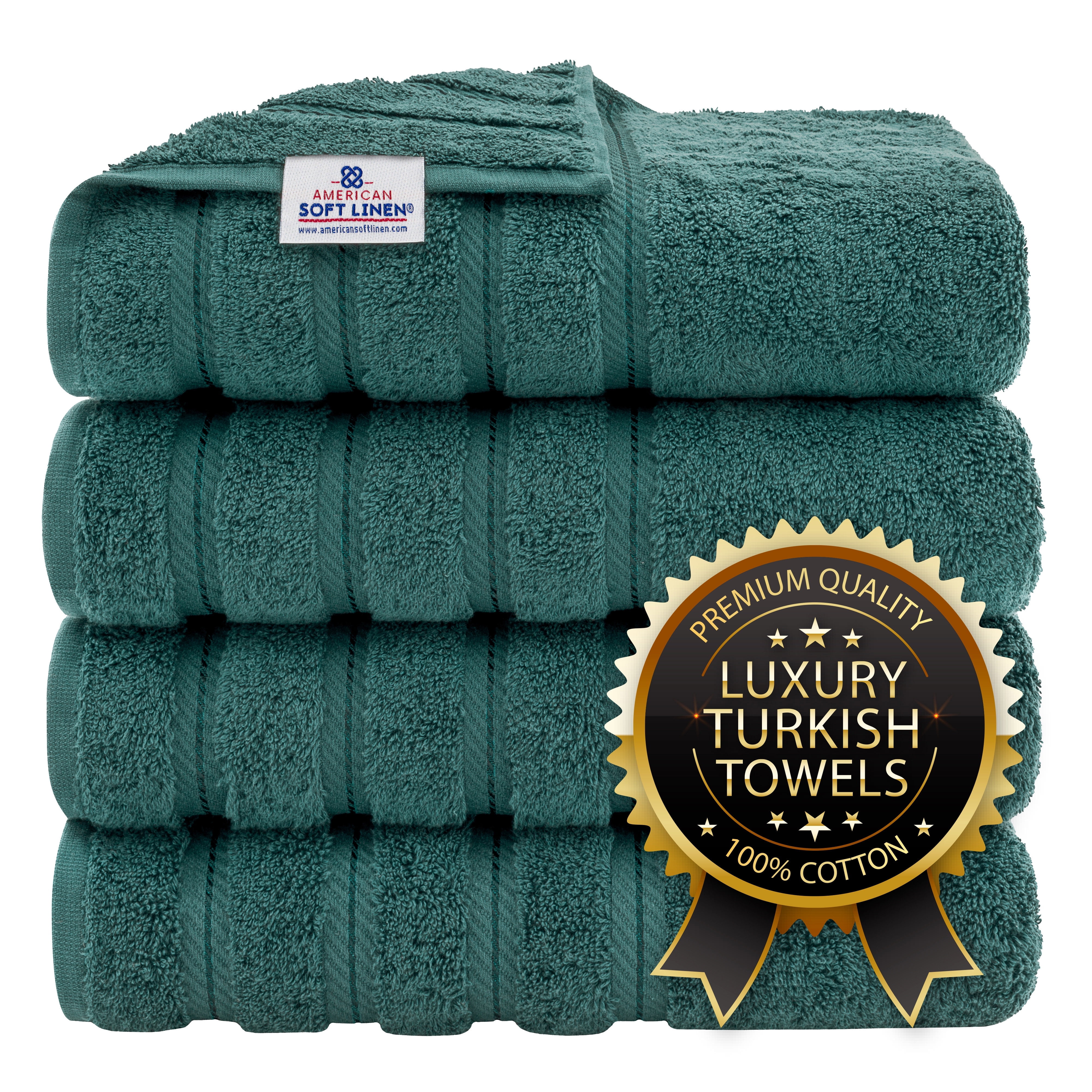 Teal Turkish Cotton 4-Piece Luxury Bath Towel Set