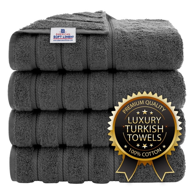 Dark Gray 100% Cotton Turkish 4 Piece Bath Towel Set