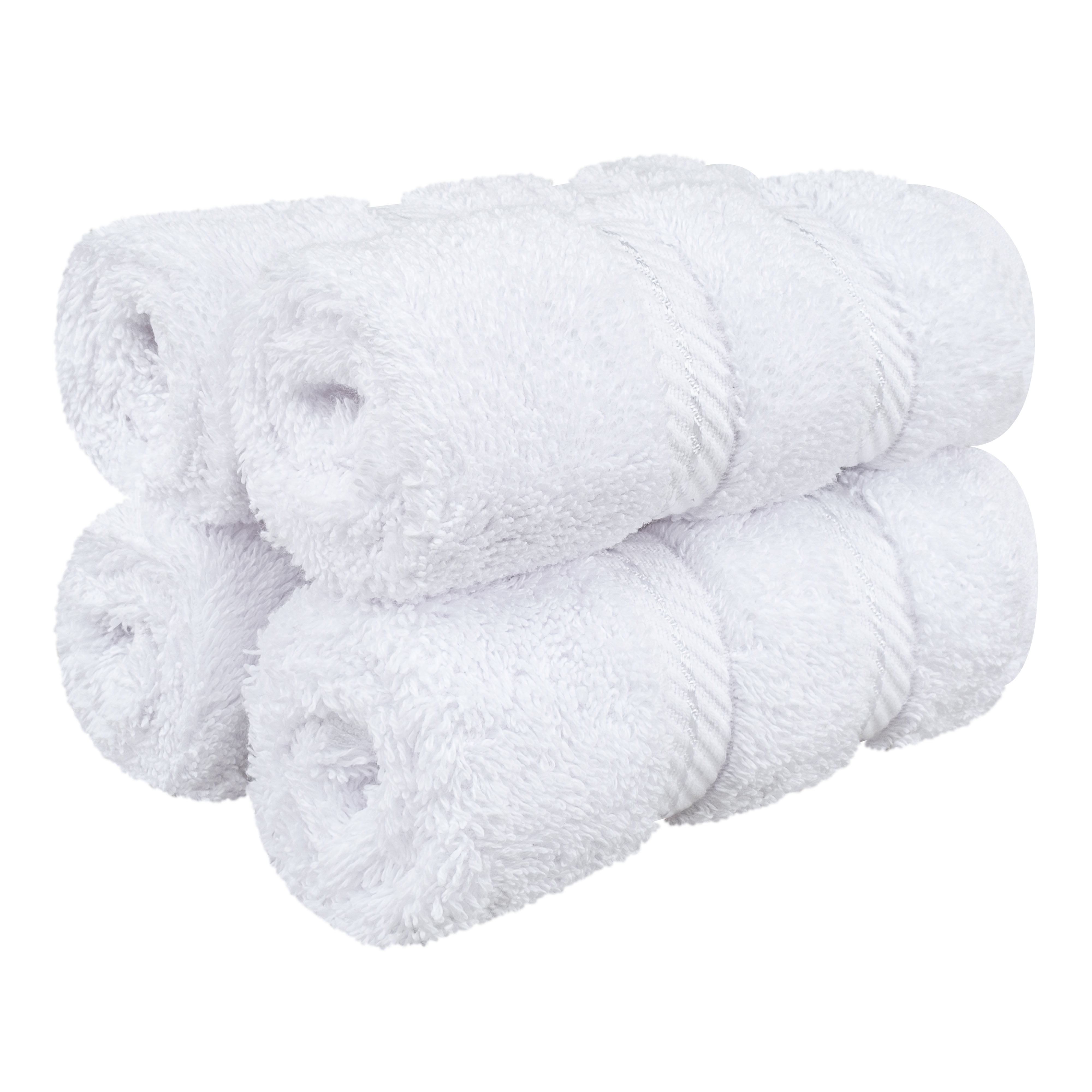 Luxury White Turkish Cotton 4-Piece Washcloth Set