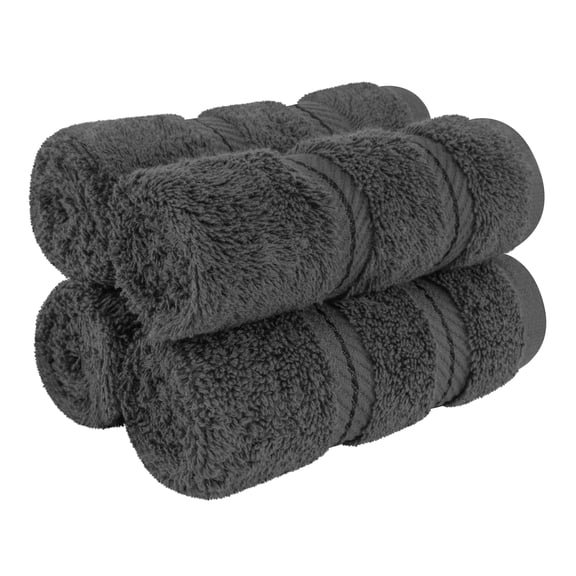 American Soft Linen Luxury 4 Piece Washcloth Set, 100% Cotton Turkish Washrags and Washcloths, Dark Grey