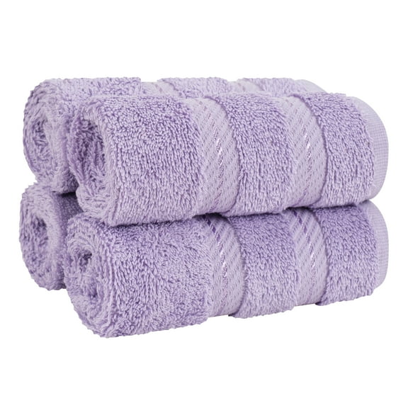 American Soft Linen Luxury 4 Piece Washcloth Set, 100% Cotton Turkish Washrags and Washcloths, Lilac