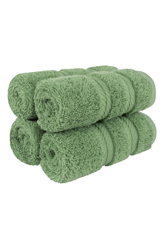 Luxury 4 Piece Washcloth Set, 100% Cotton Turkish Washrags and Washcloths, Sage Green