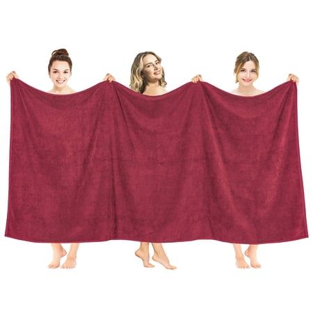 American Soft Linen Luxury 40x80 Oversized Bath Sheet, 100% Cotton XL Turkish Bath Sheet Towel, Bordeaux Red