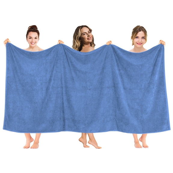 American Soft Linen Luxury 40x80 Oversized Bath Sheet, 100% Cotton XL Turkish Bath Sheet Towel, Electric Blue