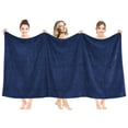thumbnail image 1 of American Soft Linen Luxury 40x80 Oversized Bath Sheet, 100% Cotton XL Turkish Bath Sheet Towel, Navy Blue, 1 of 10