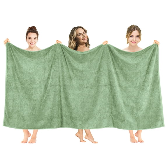American Soft Linen Luxury 40x80 Oversized Bath Sheet, 100% Cotton XL Turkish Bath Sheet Towel, Sage Green