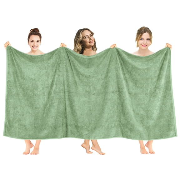 American Soft Linen Luxury 40x80 Oversized Bath Sheet, 100% Cotton XL Turkish Bath Sheet Towel, Sage Green