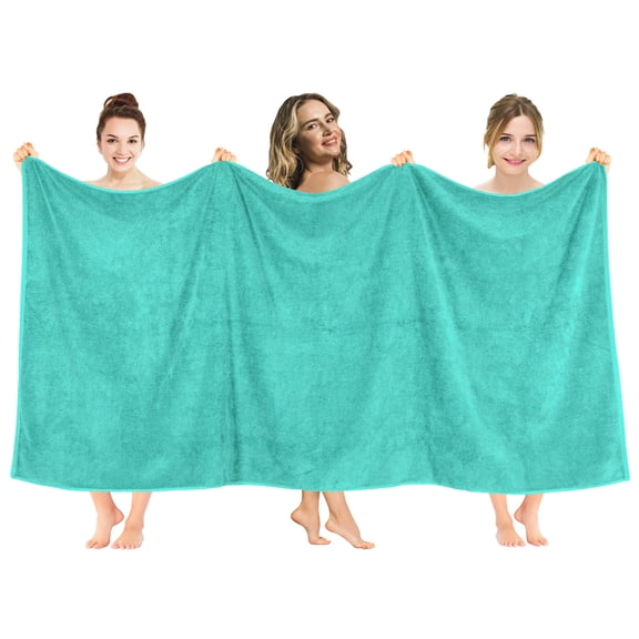 American Soft Linen Luxury 40x80 Oversized Bath Sheet, 100% Cotton XL Turkish Bath Sheet Towel, Turquoise