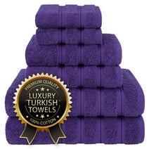 American Soft Linen Luxury 6 Piece Bath Towel Set, 100% Cotton Turkish Towels for Bathroom, Purple