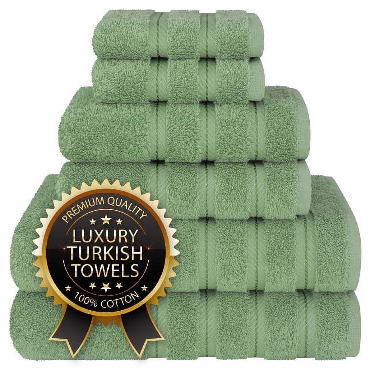 Sage Green Turkish Cotton 6-Piece Towel Set