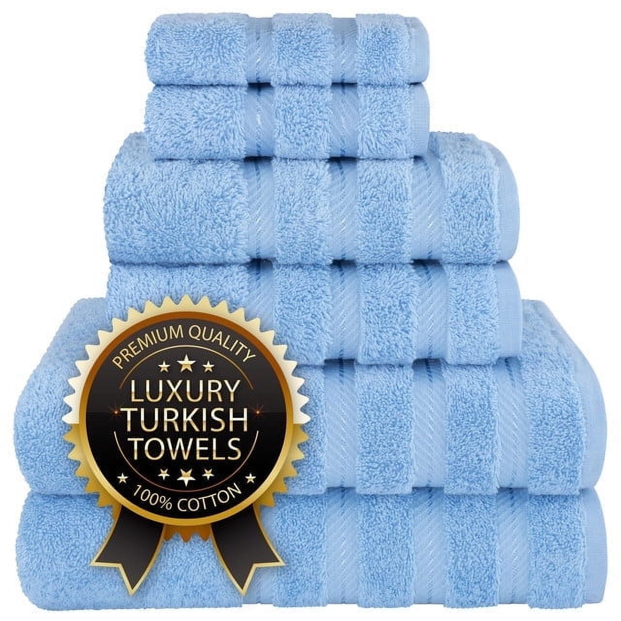 Sky Blue Turkish Cotton 6-Piece Towel Set