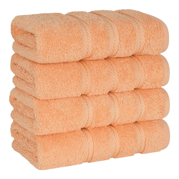 American Soft Linen Luxury Turkish Hand Towel Set, 100% Cotton 4 Piece Hand Face Towels for Bathroom and Kitchen, Malibu Peach