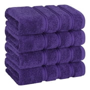 American Soft Linen Luxury Turkish Hand Towel Set, 100% Cotton 4 Piece Hand Face Towels for Bathroom and Kitchen, Purple