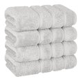 thumbnail image 1 of American Soft Linen Luxury Turkish Hand Towel Set, 100% Cotton 4 Piece Hand Face Towels for Bathroom and Kitchen, Silver Grey, 1 of 9