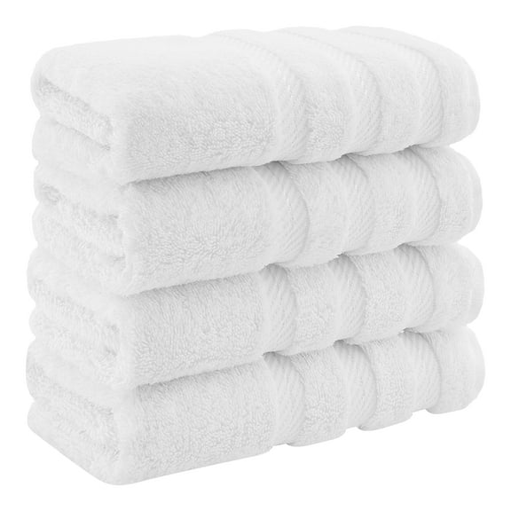 American Soft Linen Luxury Turkish Hand Towel Set, 100% Cotton 4 Piece Hand Face Towels for Bathroom and Kitchen, White
