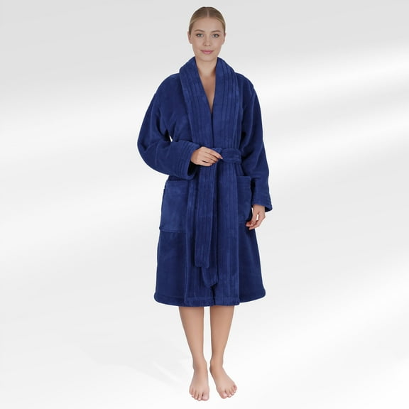 American Soft Linen Women’s Fleece Bathrobe – Luxury Soft, Plush, Fuzzy & Warm Robe for Women, Cozy Spa Quality Adult Bathroom Lounge Robe