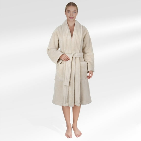 American Soft Linen Women’s Fleece Bathrobe – Luxury Soft, Plush, Fuzzy & Warm Robe for Women, Cozy Spa Quality Adult Bathroom Lounge Robe