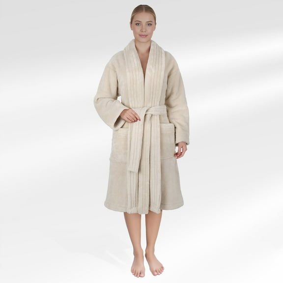 American Soft Linen Women’s Fleece Bathrobe – Luxury Soft, Plush, Fuzzy & Warm Robe for Women, Cozy Spa Quality Adult Bathroom Lounge Robe