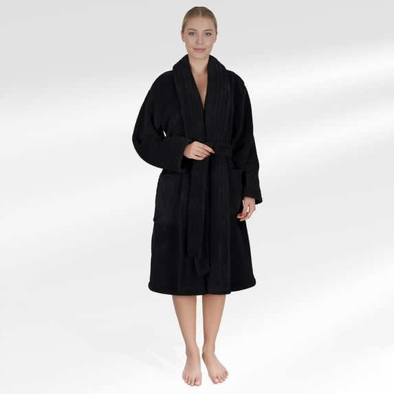 American Soft Linen Women’s Fleece Bathrobe – Luxury Soft, Plush, Fuzzy & Warm Robe for Women, Cozy Spa Quality Adult Bathroom Lounge Robe